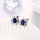 Platinum Plated Colors  Earrings Stud AAA Cubic Zirconia Push Back .48" L246
