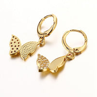 Rose Gold Plated Earrings Drop Dangle AAA Zirconia Leverback Butterfly .6" L231