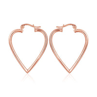 Rose Gold Plated Earrings Hoop Hinged Hoop Hearts 1" L270