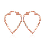 Rose Gold Plated Earrings Hoop Hinged Hoop Hearts 1" L270