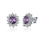 Platinum Plated Colors  Earrings Stud AAA Cubic Zirconia Push Back .48" L246