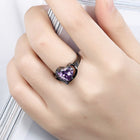 Gold Plated Black Gunmetal P Fashion Ring Red AAA Zirconia Women Heart B314