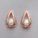 Rose Gold Platinum Plated  Earrings Stud AAA Zirconia Push Back Drop .52" L288