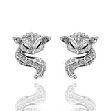 Rose Gold Platinum Plated Earrings AAA Zirconia Push Back Sugar Glider .52" L289