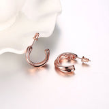 Rose Gold Platinum Plated  Earrings Stud  Push Back .8" L240