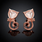 Rose Gold Plated Earrings Stud Push Back Cat .48" L263