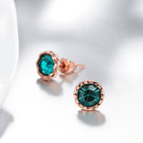 Rose Gold Plated Earrings Stud Czech Drill AAA Zirconia Push Back .34 L172