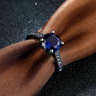 Gold Plated Black Gunmetal  P Fashion Ring AAA Zirconia Women B315