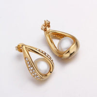 Rose Gold Platinum Plated  Earrings Stud AAA Zirconia Push Back Drop .52" L288
