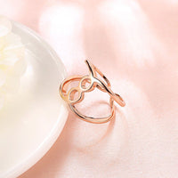 Rose Gold Platinum Plated Fashion Ring Women Open Double Line B477