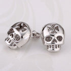 Rose Gold Platinum Plated Earrings Stud Push Back Skull .56" L316
