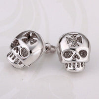 Rose Gold Platinum Plated Earrings Stud Push Back Skull .56" L316