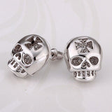 Rose Gold Platinum Plated Earrings Stud Push Back Skull .56" L316