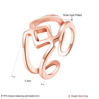 Rose Gold Platinum Plated Fashion Ring Women Open Double Line B475