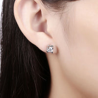 Rose Gold Platinum Plated Earrings Stud AAA Zirconia Push Back .24" L323