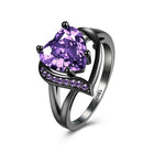 Gold Plated Black Gunmetal P Fashion Ring Red AAA Zirconia Women Heart B314