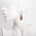 Rose Gold Plated Earrings Drop Dangle Fish Hook Leaf 52" L265