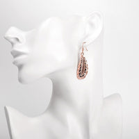 Rose Gold Plated Earrings Drop Dangle Fish Hook Leaf 52" L265