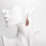 Rose Gold Plated Earrings Drop Dangle Fish Hook Leaf 52" L265