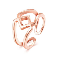 Rose Gold Platinum Plated Fashion Ring Women Open Double Line B475