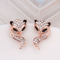 Rose Gold Platinud Plated Stud  AAA Zirconia Fox Earrings L437