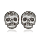 Rose Gold Platinum Plated Earrings Stud Push Back Skull .56" L316