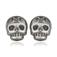 Rose Gold Platinum Plated Earrings Stud Push Back Skull .56" L316