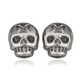 Rose Gold Platinum Plated Earrings Stud Push Back Skull .56" L316