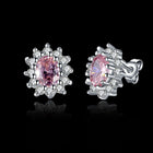 Platinum Plated Colors  Earrings Stud AAA Cubic Zirconia Push Back .48" L246