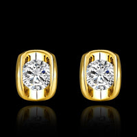 Rose Gold Platinum Plated Earrings AAA Zirconia Push Back .28" L258
