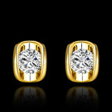 Rose Gold Platinum Plated Earrings AAA Zirconia Push Back .28" L258