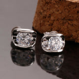 Rose Gold Platinum Plated Earrings AAA Zirconia Push Back .28" L258