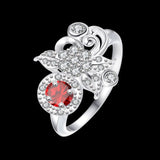 Sterling Silver Plated Fashion Ring Red AAA Zirconia Women B413