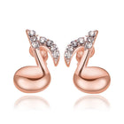 Rose Gold  Plated Earrings Stud AAA Zirconia Push Back Music Note .4" L318