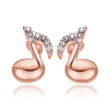 Rose Gold  Plated Earrings Stud AAA Zirconia Push Back Music Note .4" L318