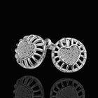 Rose Gold Platinum Plated Earrings Stud AAA Zirconia Push Back Heart .56" L272