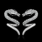 Rose Gold Platinum Plated  Earrings Stud AAA Zirconia Push Back Snake .48" L313