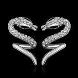 Rose Gold Platinum Plated  Earrings Stud AAA Zirconia Push Back Snake .48" L313