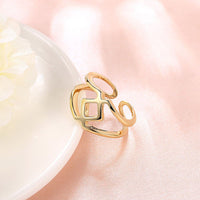 Rose Gold Platinum Plated Fashion Ring Women Open Double Line B475