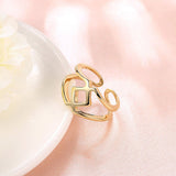 Rose Gold Platinum Plated Fashion Ring Women Open Double Line B475