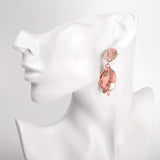 Rose Gold Plated  Earrings Drop Dangle Push Back .52" L264