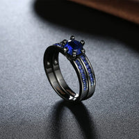 Gold Plated Black Gunmetal P Fashion Set Ring AAA Zirconia Women  B318