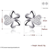 Rose Gold Plated Earrings Stud AAA Zirconia Push Back Hearts .44" L269
