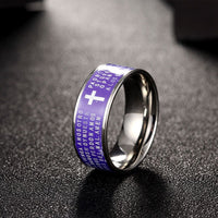 Stainless Steel Fashion Ring Black Women Cross Prayer B457