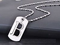 Stainless Steel Leather Necklace Pendant Lover Letter Initial Alphabet