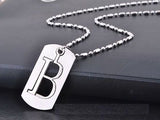 Stainless Steel Leather Necklace Pendant Lover Letter Initial Alphabet