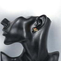 Rose Gold Platinum Plated Red Earrings Stud AAA Zirconia Push Back Bow .44" L233