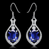Rose Gold Platinum Plated Red Earrings AAA Zirconia Fish Hook .52" L232