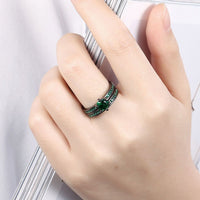 Gold Plated Black Gunmetal P Fashion Set Ring AAA Zirconia Women  B318