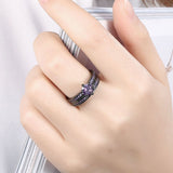 Gold Plated Black Gunmetal P Fashion Set Ring AAA Zirconia Women  B318